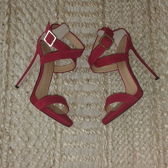 NEW Giuseppe Zanotti Red Suede Strappy Heels Size 38 Deep Rusty Red - Picture 2 of 10